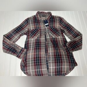 Lucky Brand Womens Button Down Shirt Long Sleeve Plaid Small NEW 277